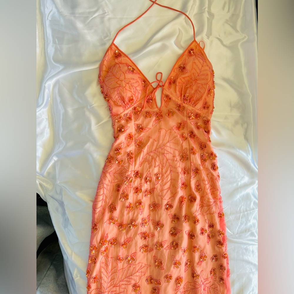 🧡SOLD🧡Cache dress Vintage Silk with floral beading and sequins